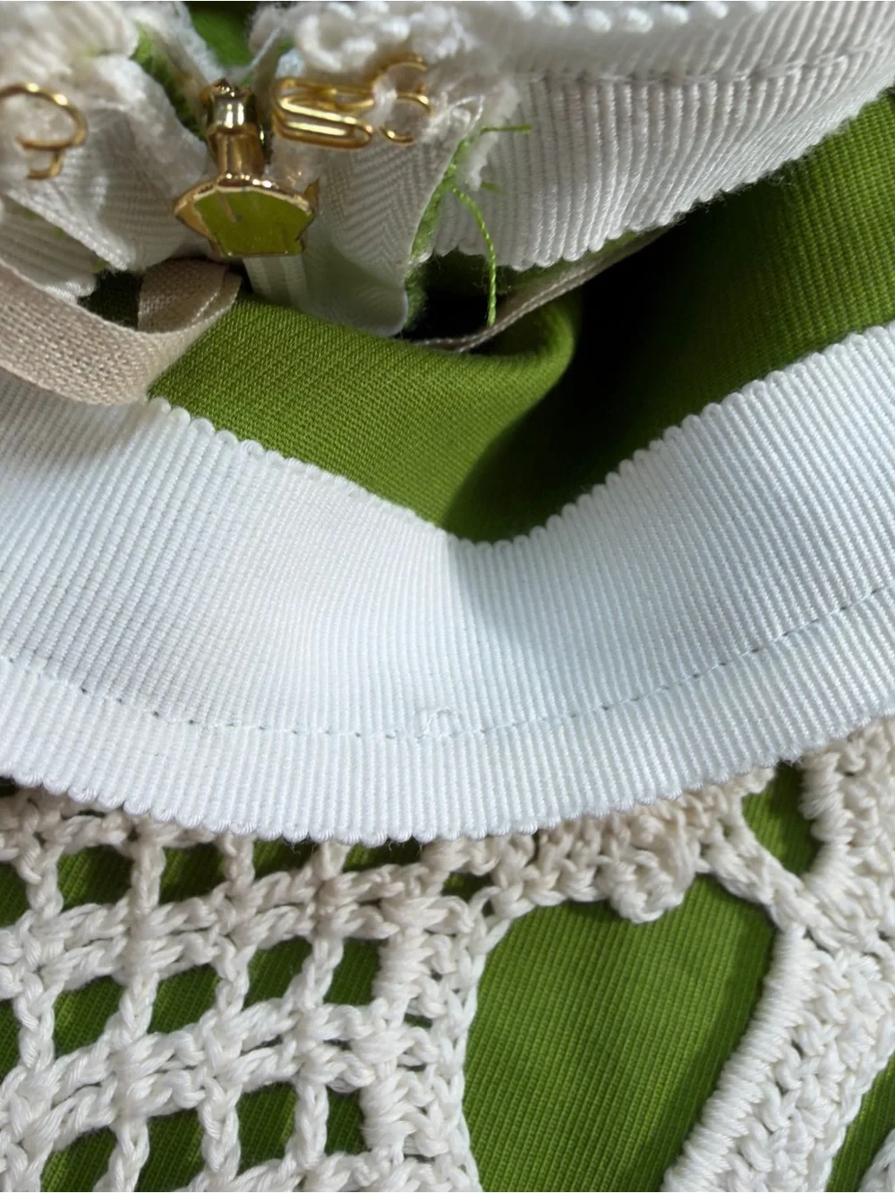 Tory Burch Green & Ivory Cotton Crochet Lace A-Line Skirt Sz 12/14 Style #211433